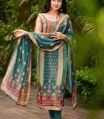 Green tussar silk kurta pant dupatta set