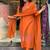 Orange rayon slub cotton kurta pant dupatta set