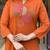 Orange rayon slub cotton kurta pant dupatta set