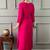Pink viscose chanderi kurta pant dupatta set