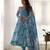 Women's Beautiful Printed Organza Silk Fabric Flared Anarkali Pant and Dupatta Set