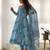 Women's Beautiful Printed Organza Silk Fabric Flared Anarkali Pant and Dupatta Set