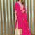 Pink fox georgette sharara suit with embroidered dupatta