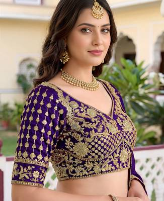 Purple Thread & Sequins Emroidery  Silk blend Lehenga Choli With Dupatta 5