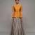 Mustard Yellow Dupion Silk Grey Lehenga Set