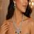 Emerald Green Cubic Zirconia Bridal Jewelry Set, Statement Necklace Earrings