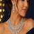 Cubic Zirconia Choker Necklace and Chandelier Earrings Set, Silver Bridal Jewelry