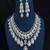 Cubic Zirconia Choker Necklace and Chandelier Earrings Set, Silver Bridal Jewelry