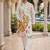 White men's cotton digital print kurta with crochet sequin work