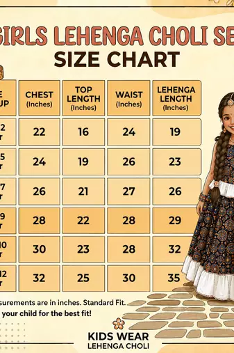 Girls floral cotton navratri lehenga choli set with mirror lace & peplum top