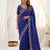 Blue fendy satin party wear saree with embroidered blouse