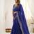 Blue fendy satin party wear saree with embroidered blouse