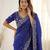 Blue fendy satin party wear saree with embroidered blouse
