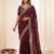 Maroon fendy satin party wear saree with embroidered blouse