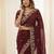 Maroon fendy satin party wear saree with embroidered blouse