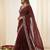 Maroon fendy satin party wear saree with embroidered blouse