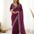 Purple fendy satin party wear saree with embroidered blouse
