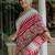 White linen cotton saree with matching unstitched blouse