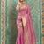 Pink cotton tissue zari woven saree with broad patta & running blouse