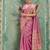 Pink cotton tissue zari woven saree with broad patta & running blouse