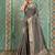 Grey cotton tissue zari woven saree with broad patta & running blouse