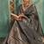 Grey cotton tissue zari woven saree with broad patta & running blouse