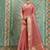 Peach cotton tissue zari woven saree with broad patta & running blouse