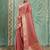 Peach cotton tissue zari woven saree with broad patta & running blouse