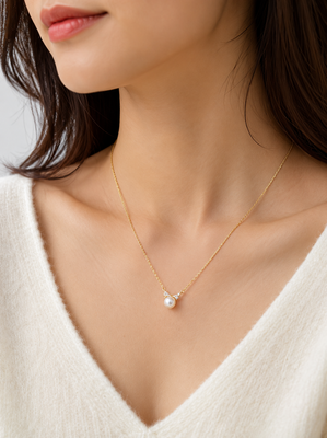 Pearl pendant necklace with crystal accents, gold chain 2