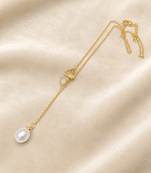 Gold-plated lariat necklace with freshwater pearl pendant