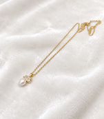 Pearl pendant necklace with crystal accent, gold-tone chain
