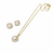 Pearl and crystal halo pendant necklace and stud earrings set