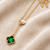 Green clover & pearl lariat necklace, gold-tone chain