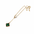 Green clover & pearl lariat necklace, gold-tone chain