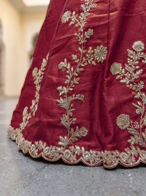 Maroon Thread & Sequins Emroidery  Silk blend Lehenga Choli With Dupatta 6