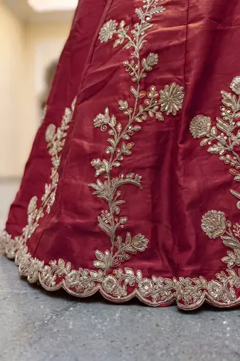 Maroon Thread & Sequins Emroidery  Silk blend Lehenga Choli With Dupatta