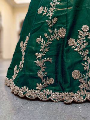 Green Thread & Sequins Emroidery  Silk blend Lehenga Choli With Dupatta 6