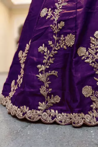 Purple Thread & Sequins Emroidery  Silk blend Lehenga Choli With Dupatta