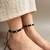 Minimalist Black Macrame Anklet with Silver Flower Charms | Adjustable Boho Foot Jewelry | Handcrafted Thread Anklet