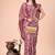 Mauve floral print cotton silk blend saree with zari pallu