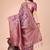 Mauve floral print cotton silk blend saree with zari pallu