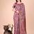 Mauve floral print cotton silk blend saree with zari pallu