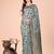 Teal green floral print cotton silk blend saree with zari pallu