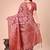 Red floral print cotton silk blend saree with zari pallu