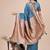 Teal blue woven linen silk blend saree with metallic striped border
