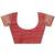 Red woven linen silk blend saree with metallic striped border