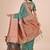 Teal green woven linen silk blend saree with metallic striped border