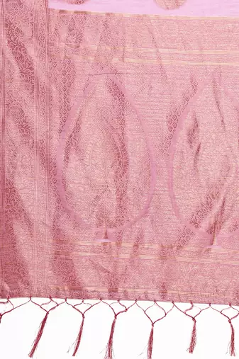 Lilac cotton silk blend saree with gold zari buti