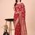 Red cotton silk blend saree with gold zari buti