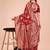 Red cotton silk blend saree with gold zari buti